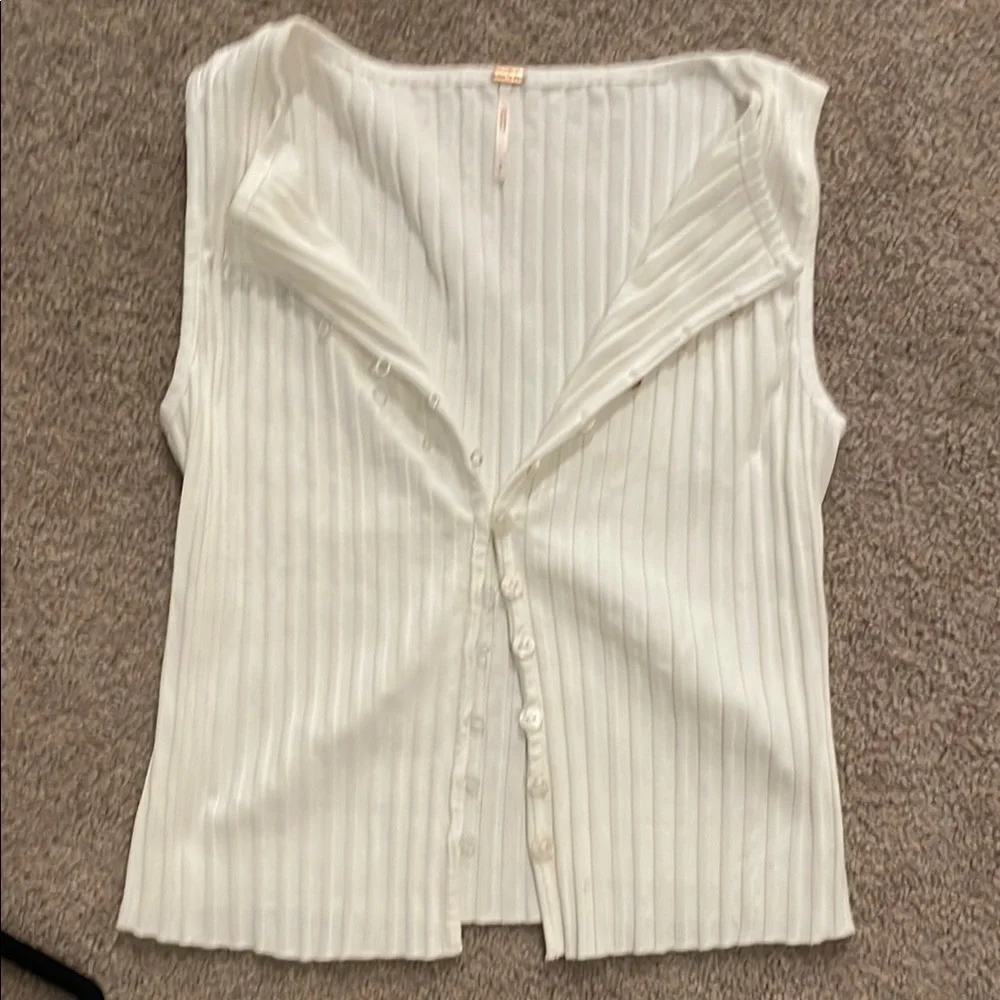 Free People Ribbed Button-Down Top - Picture 6 of 8